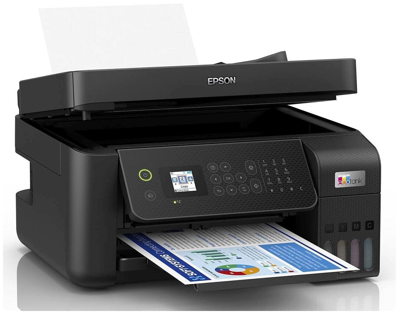 Epson L5290 МФУ А4 цветное: принтер/копир/сканер/факс, 33/15 стр./мин.(чб/цвет), ADF 30 стр., USB/LAN, в комплекте чернила 7 500/4 500 стр.(чб/цвет) (C11CJ65409) - фото №6