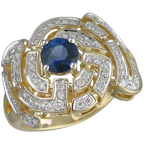 фото Эстет кольцо с сапфиром и бриллиантами из комбинированного золота 01к6613134жy-2, размер 18