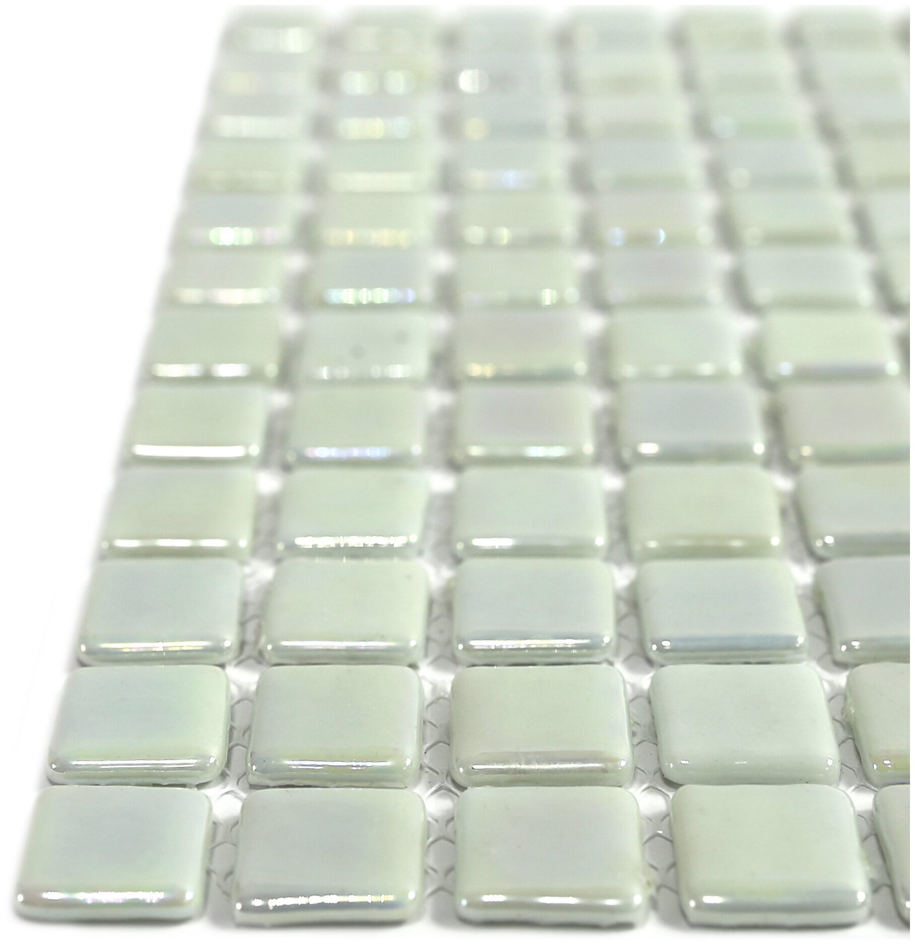 Стеклянная мозаика Natural Mosaic STP-WH004 белая светлая глянцевая квадрат