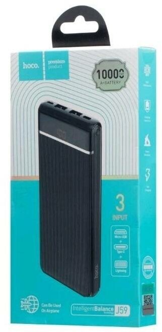 Powerbank Hoco J59 10000mAh 2USB 2A с дисплеем черный