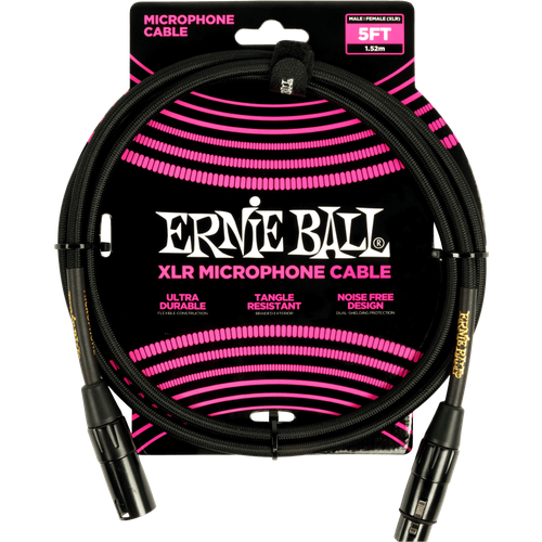 ERNIE BALL 6390 кабель микрофонный, оплетеный, XLR XLR, 1,52 м, черный