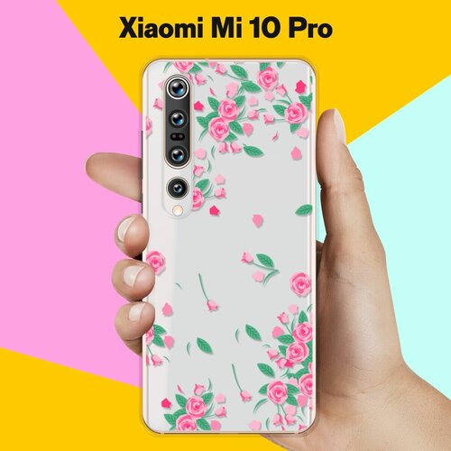 Силиконовый чехол Розочки на Xiaomi Mi 10 Pro силиконовый чехол на xiaomi mi 10 pro сяоми ми 10 про карты черепа в капюшоне