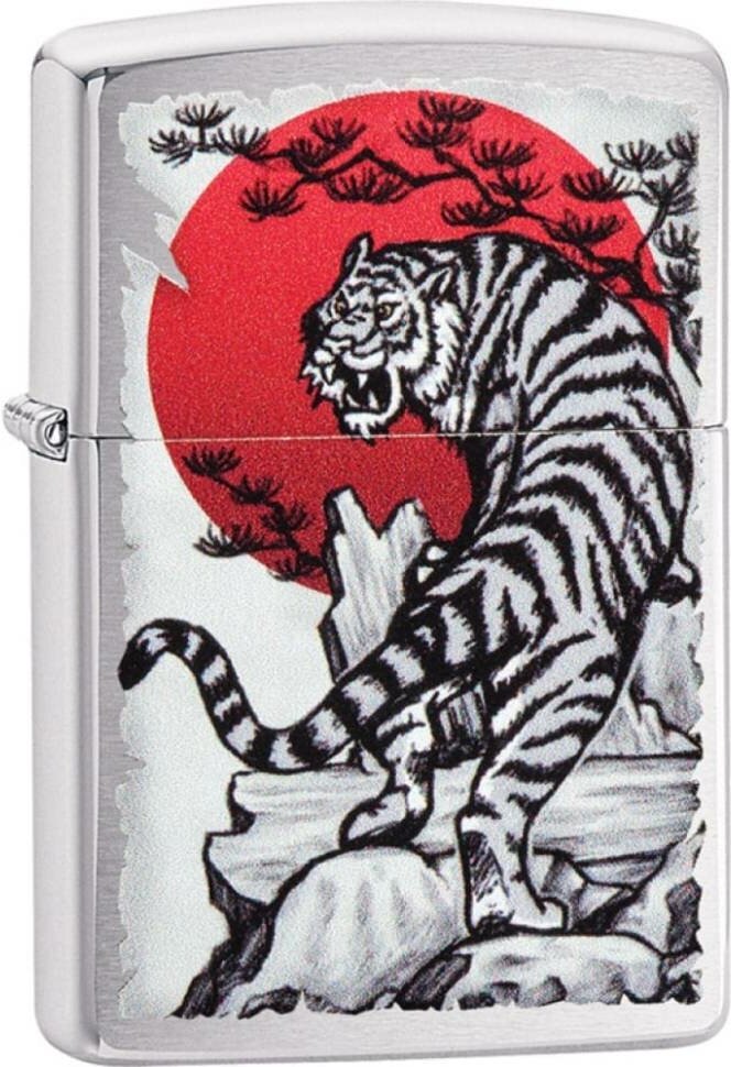 Зажигалка Zippo Asian Tiger с покрытием Brushed Chrome 29889