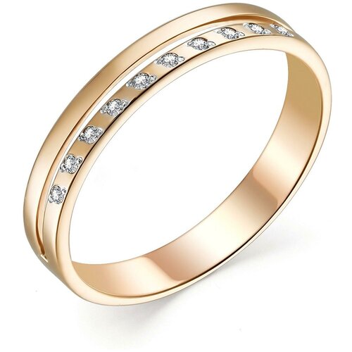 фото Алькор кольцо с 10 бриллиантами из красного золота 13459-100, размер 16.5