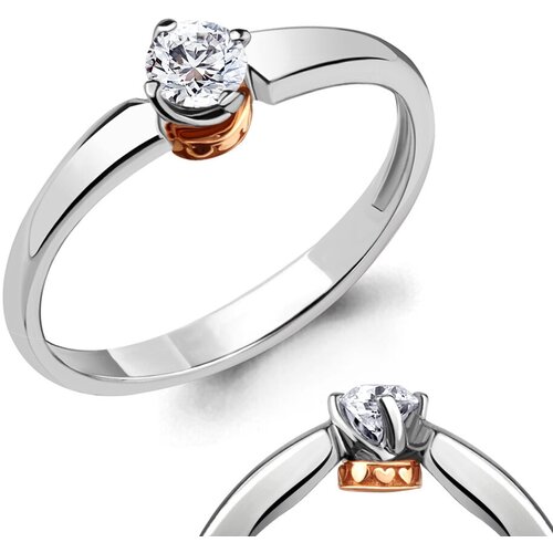 фото Золотое кольцо aquamarine 963675к с бриллиантом diamant-online