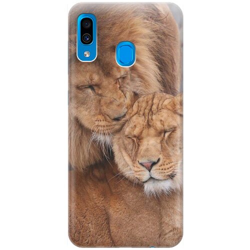 фото Ультратонкий силиконовый чехол-накладка для samsung galaxy a20 / a30 с принтом "милые львы" gosso