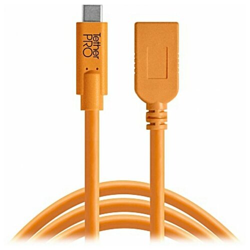 Кабель Tether Tools TetherPro USB-C to USB-A Female Adapter 4.6m Orange (CUCA415-ORG) 10 pieces of micro usb to dip female socket type b mike 5p smd to in line adapter board welded female pcb usb 01 smt