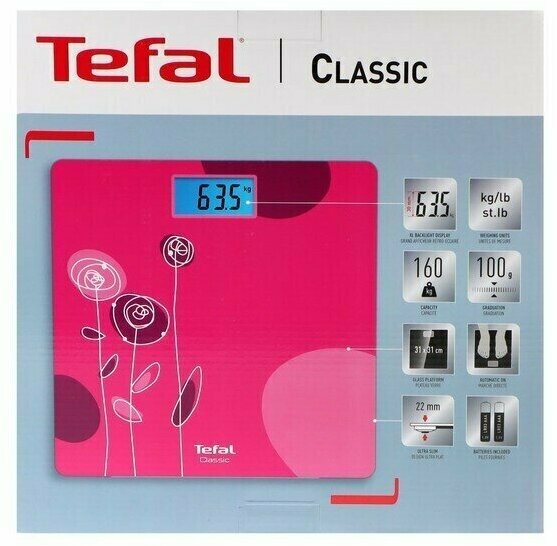 Весы напольные Tefal PP1147V0, электронные, до 160 кг, розовые - фотография № 5