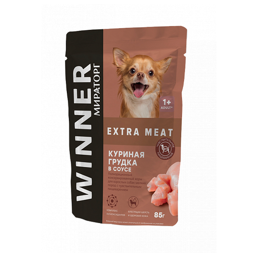 Влажный корм для собак Мираторг Extra Meat с куриной грудкой в соусе при чувствительном пищеварении 1 уп. х 1 шт. х 85 г