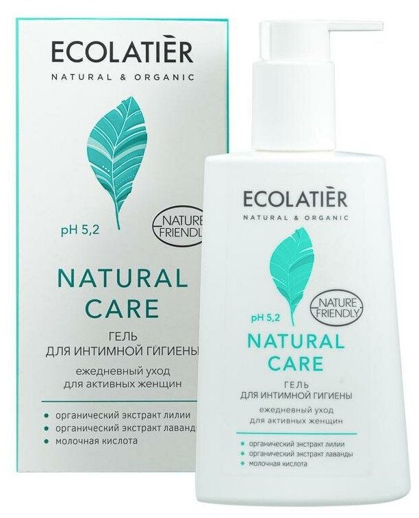 Ecolatier Гель для интимной гигиены Natural Care Ежедневный уход, 250 мл, Ecolatier