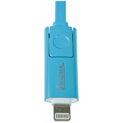 Кабель Partner USB - microUSB/Lightning (ПР032877), голубой