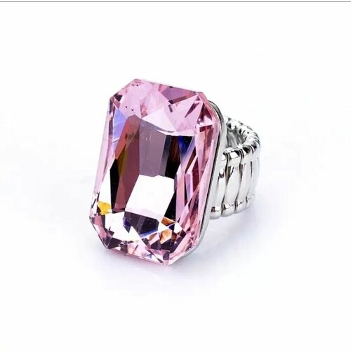 Кольцо помолвочное VERBA, бижутерный сплав, кристалл, размер 16, розовый, серебряный