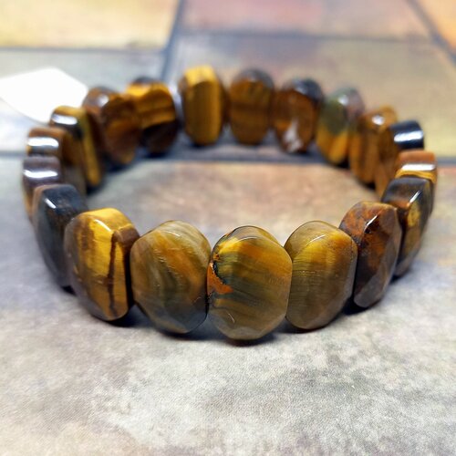 фото Браслет, тигровый глаз, размер 19 см, коричневый нет бренда