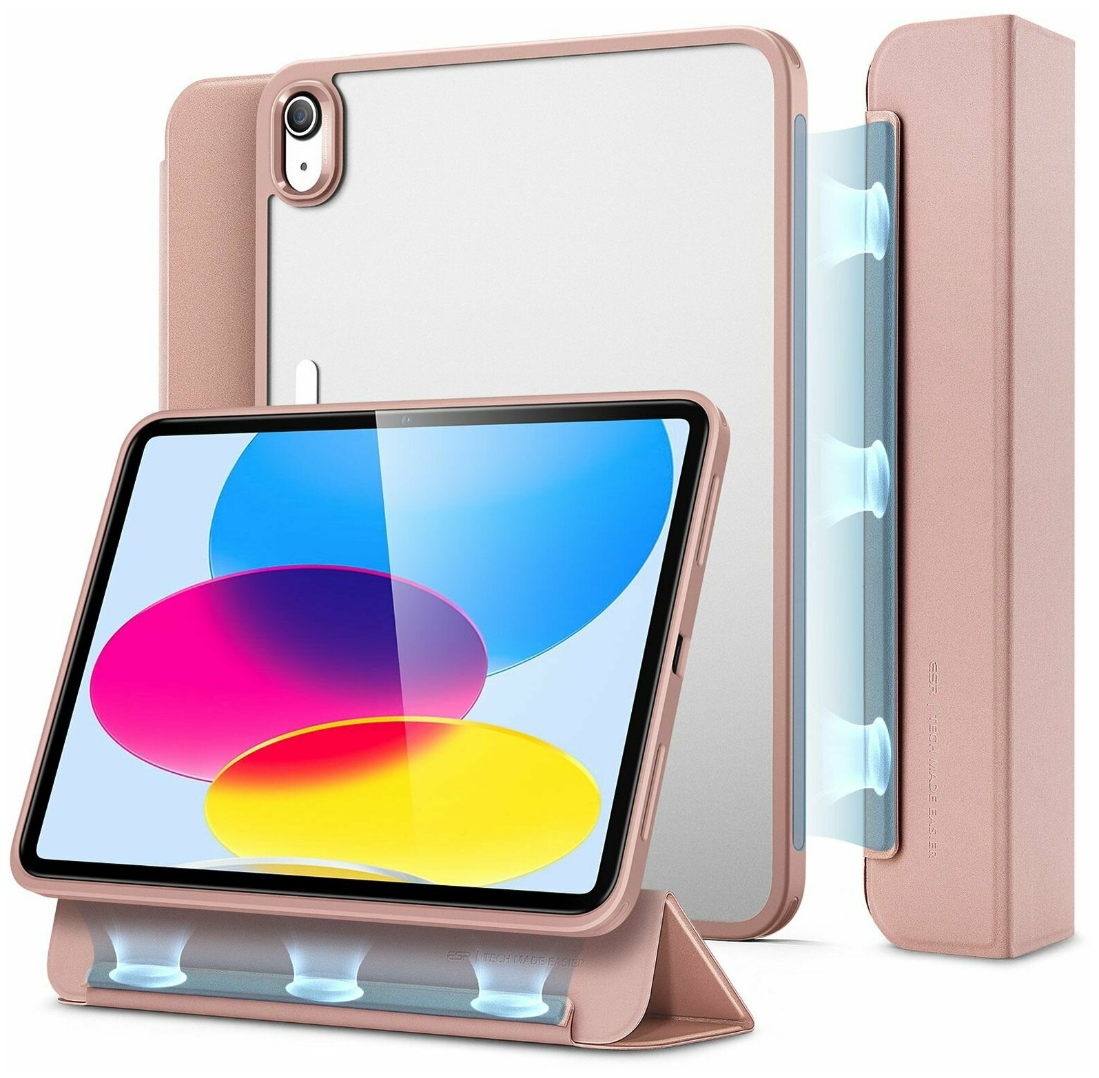 Чехол книжка ESR Ascend Hybrid Case для iPad 10th Generation - Rose Gold, розовое золото