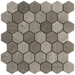 Мозаика Natural M032-DH5 Grey Wooden из матового мрамора размер 30.2х29.8 см чип 48 Hexagon мм толщ. 10 мм площадь 0.09 м2 на сетке