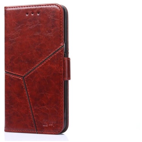 фото Чехол-книжка mypads для samsung galaxy j7 2016 sm-j710x/ j710f 5.5 прошитый по контуру с необычным геометрическим швом красный кирпичный