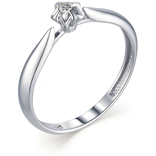 фото Алькор кольцо с 1 бриллиантом из белого золота 13216-200, размер 16.5