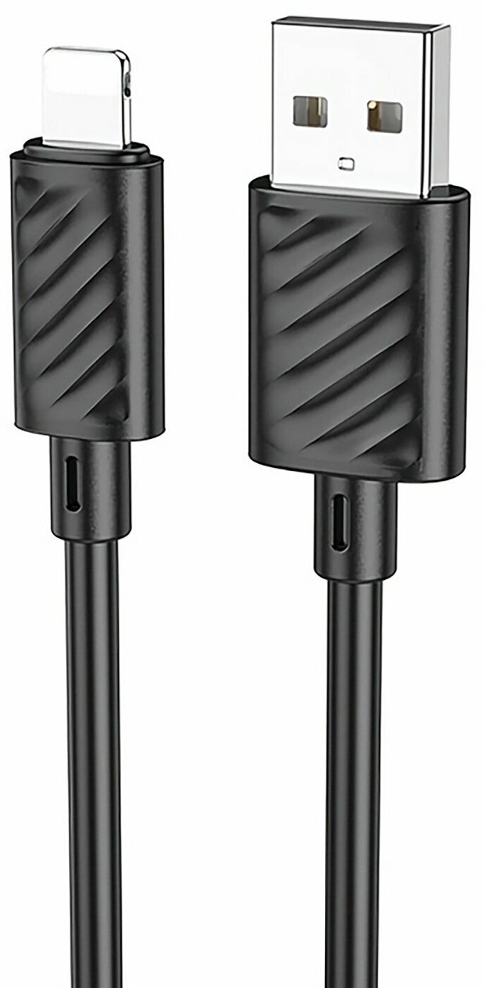 Дата-кабель USB 2.4A для Lightning 8-pin Hoco X88 ПВХ 1м Black