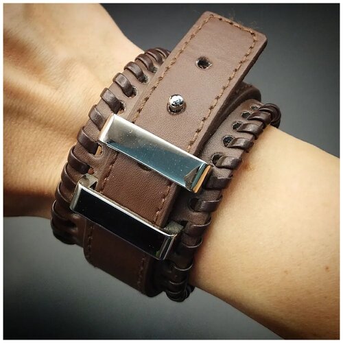 фото Кожаный браслет - ремень коричнвый innuendo