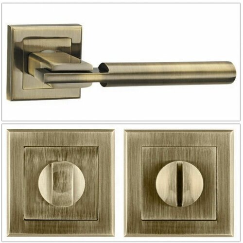 комплект ручек punto для межкомнатных дверей комплект Комплект дверных ручек Punto BLADE_QL_ABG-6_W, бронза (ручка + завертка WC)