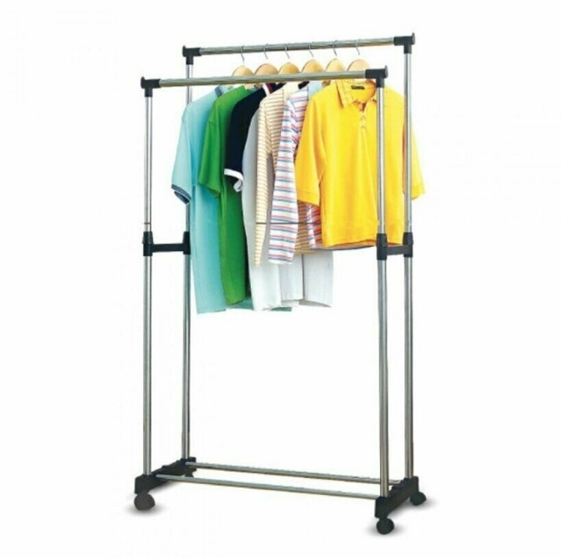 Стойка для одежды / Вешалка напольная вертикальная на колесиках размер 160х130х45 см