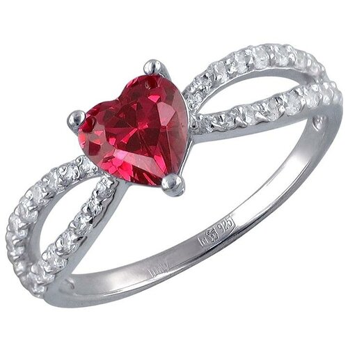 фото Эстет кольцо с рубином и фианитами из серебра 01к256242-3, размер 17.5