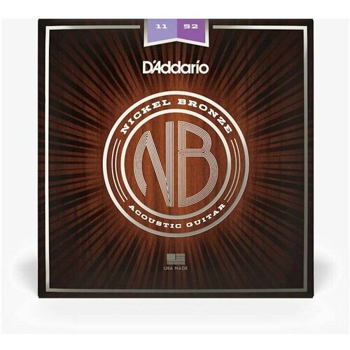 NB1152 Nickel Bronze Комплект струн для акустической гитары, Custom Light, 11-52, D'Addario цепь11 bbb powerline 11 speed 114 links nickel nickel bch 112