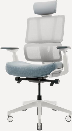Изображение товара Кресло FALTO G2 PRO (5 позиций выдвижения поясницы, сетка, ткань, каркас белый, серый)