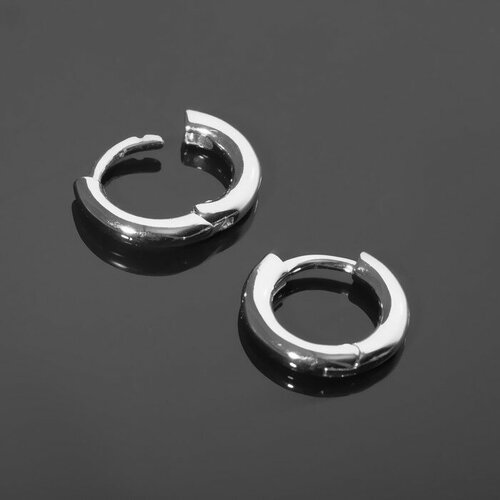 Швензы-кольца родированные "Объемные" d=14мм, цвет серебро 9594388