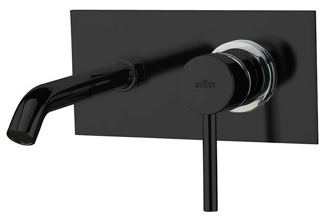 Встраиваемый настенный смеситель для раковины Webert Elio EL830606.564 черный матовый с хромированными элементами декора.