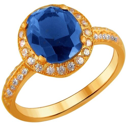 фото Эстет кольцо с фианитами из серебра с позолотой у15к250320п-1, размер 17.5