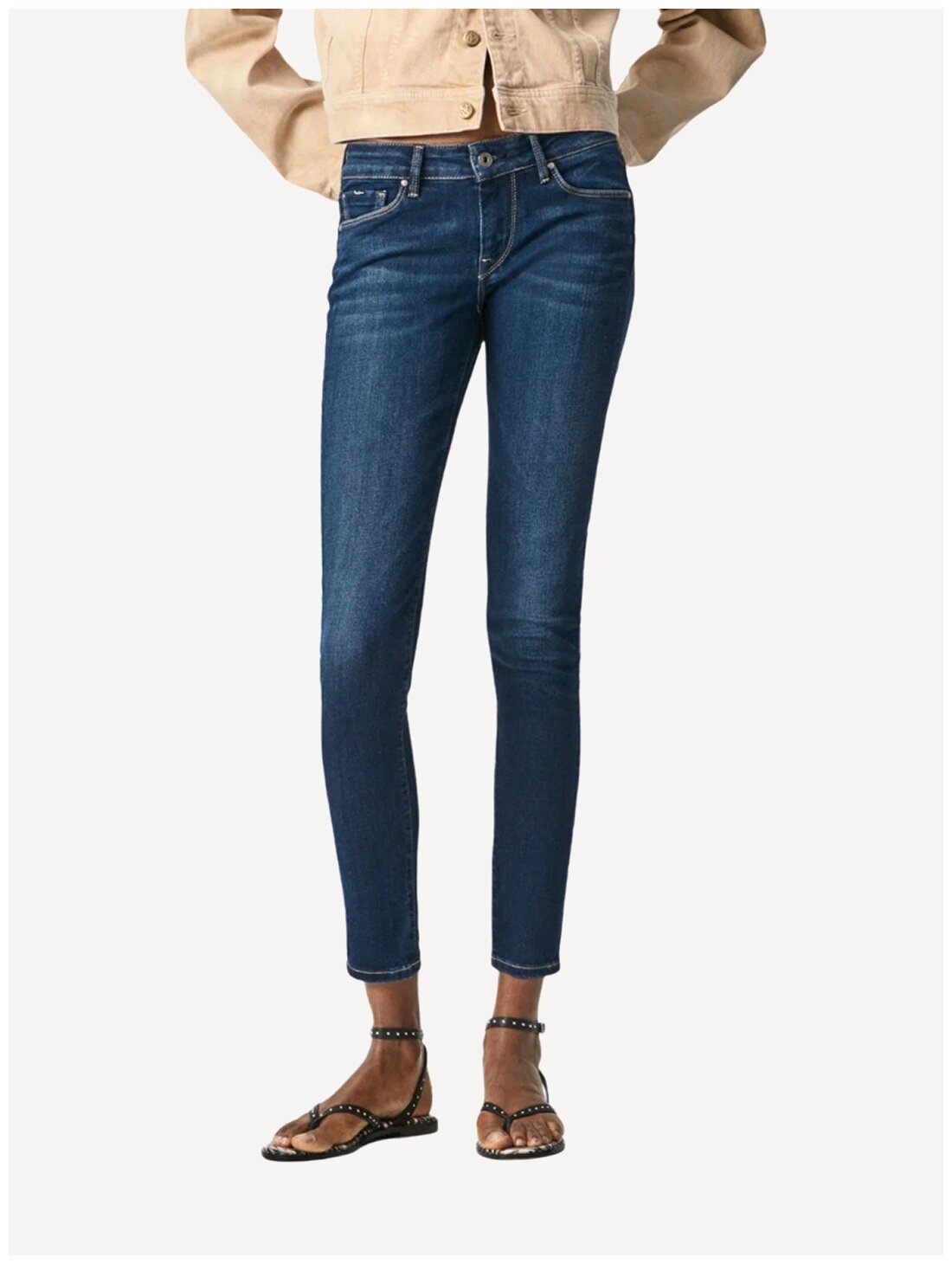 Джинсы скинни Pepe Jeans, прилегающие, средняя посадка, стрейч, размер ...