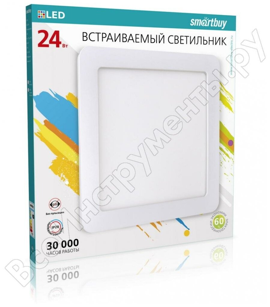 фото Встраиваемый светильник DL Smartbuy Square-24w/6500K/IP20