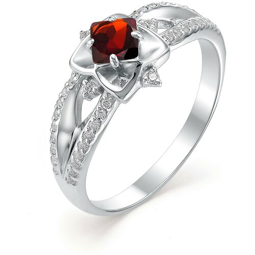 фото Алькор кольцо с гранатом и фианитами из серебра 01-0334-00гр-00, размер 17