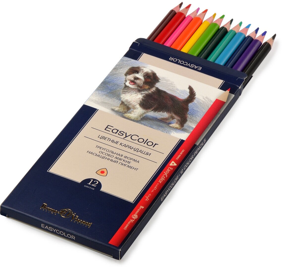 Карандаши BrunoVisconti, цветные,12 цветов , EasyColor, Арт. 30-0028