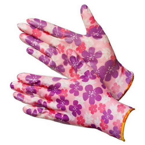 Садовые перчатки расцветки Sakura с нитрилом Sakura NN GWARD размер 8 M 3 пары