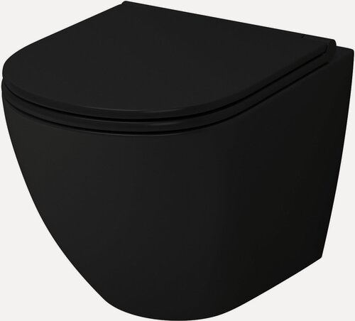 Изображение товара Подвесной унитаз Grossman GR-4455BMS черный матовый, с крышкой микролифт