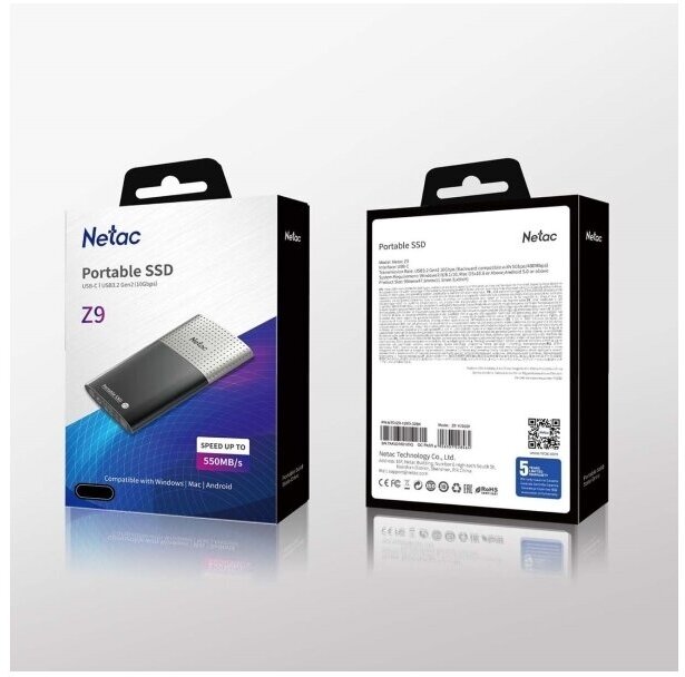 Внешний SSD USB 3.2 Gen 2 Type-C Netac Z9 2TB 550MB/480MB/s - фото №2