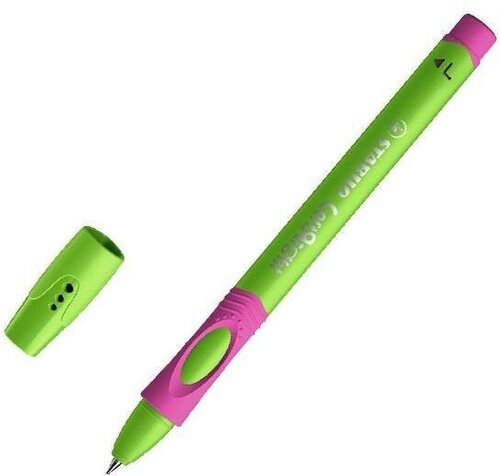 Ручка шариковая неавтоматическая для левшей синяя (зелено-малиновый корпус)