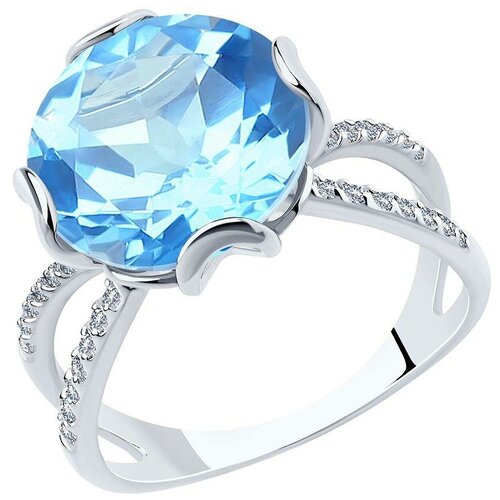 фото Sokolov кольцо с топазом и фианитами из белого золота 715969, размер 17.5