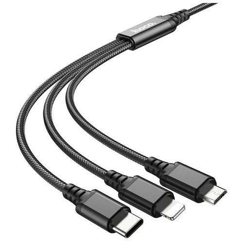 HOCO HC-67400 X76/ USB кабель 3-in-1: Lightning+Micro+Type-C/ 1m/ 2A/ Black