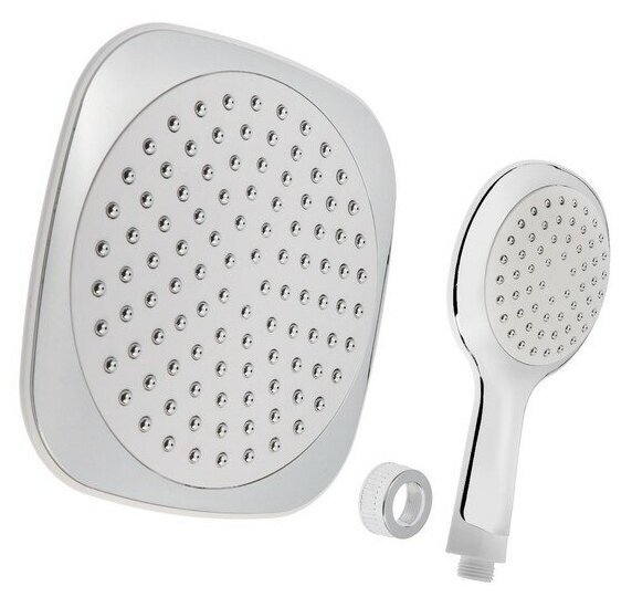 фото ZEIN Набор душевых леек для стационарных смесителей ZEIN, квадратной формы, пластик, белый/хром