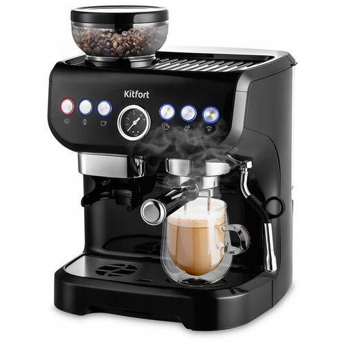 Кофеварка KitFort КТ-7108 рожковая черный серебристый 2722500₽