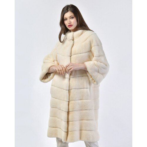 Пальто LANGIOTTI, норка, силуэт прямой, размер 42, бежевый
