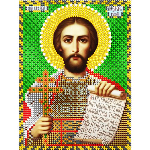 Вышивка бисером иконы Святой Александр 12*16 см