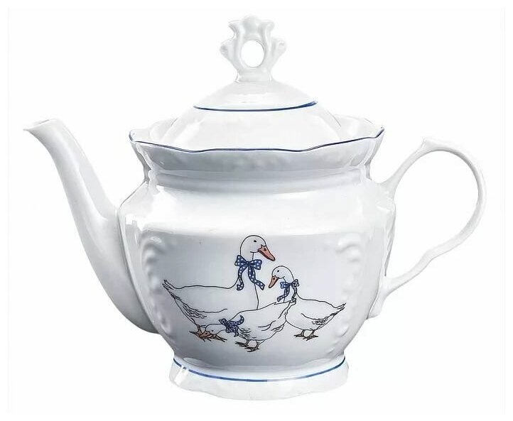 фото Чайник заварочный фарфоровый 800 мл Добруш "Гуси" ф. Надежда
