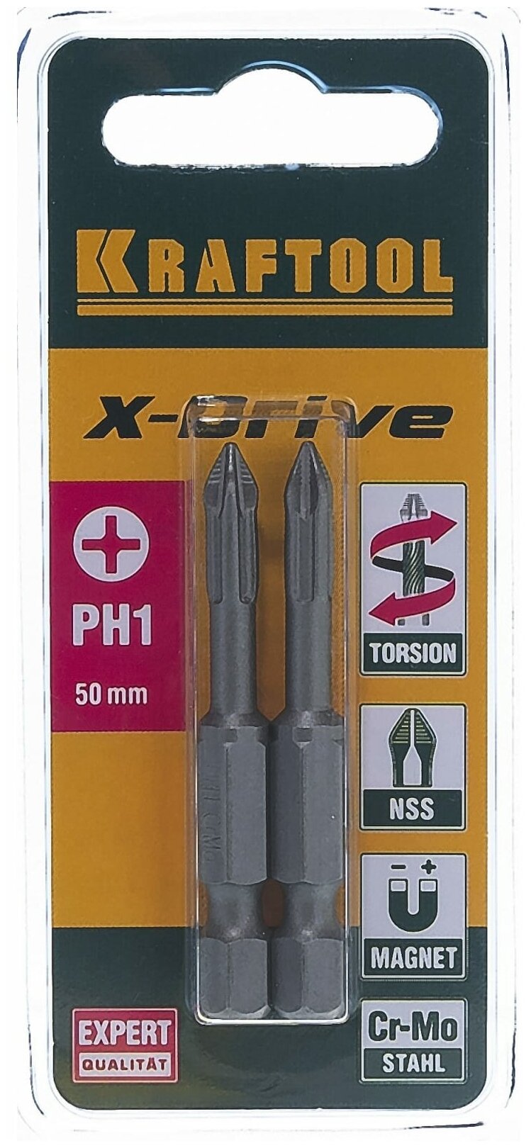 KRAFTOOL X-Drive PH 1, 50 мм, 2 шт, Торсионные биты (26121-1-50-2) - фотография № 7