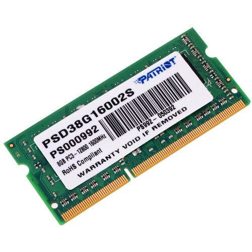 Оперативная память Patriot SO-DIMM DDR3 8GB PSD38G16002S оперативная память patriot so dimm ddr4 8gb psd48g240081s