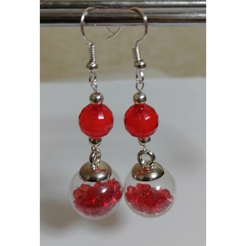 Серьги , размер/диаметр 60 мм, красный