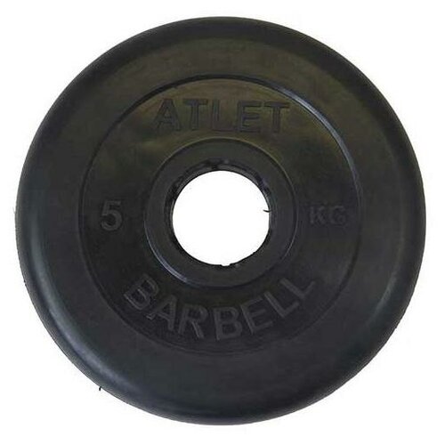 фото Диск обрезиненный черный mb atlet d-51 5кг mb barbell